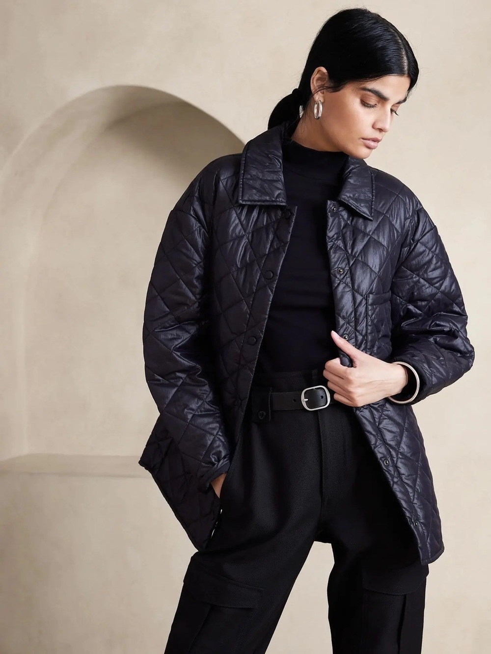 Banana Republic Quilted Chore Jacket Shacket Womens Medium Large New